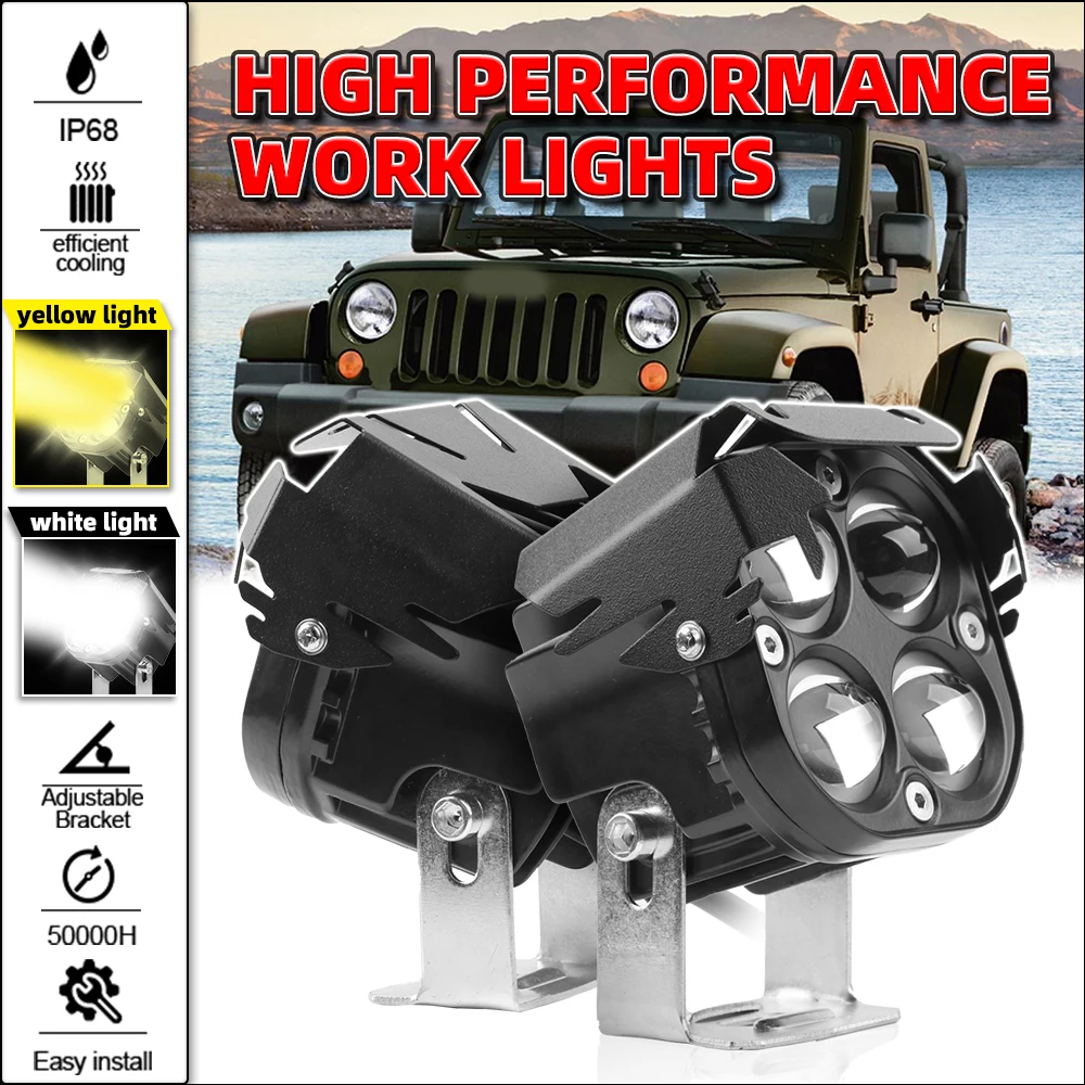 40 Вт Мотоцикл 5D-объектив Двухцветный (RGB) Рабочие Фары С Крышкой Для Внедорожника