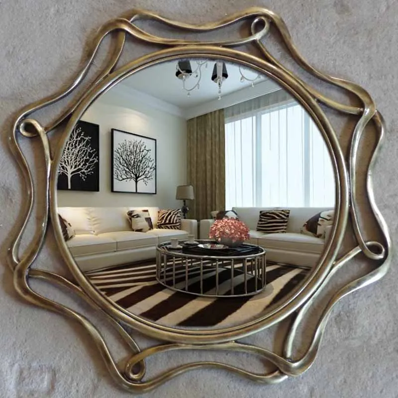 

Wall Mounted Bathroom Mirror Vanity Nordic Indrustrial Shower Bathroom Mirror Golden Waterproof Miroir Salle De Bain Room Decor