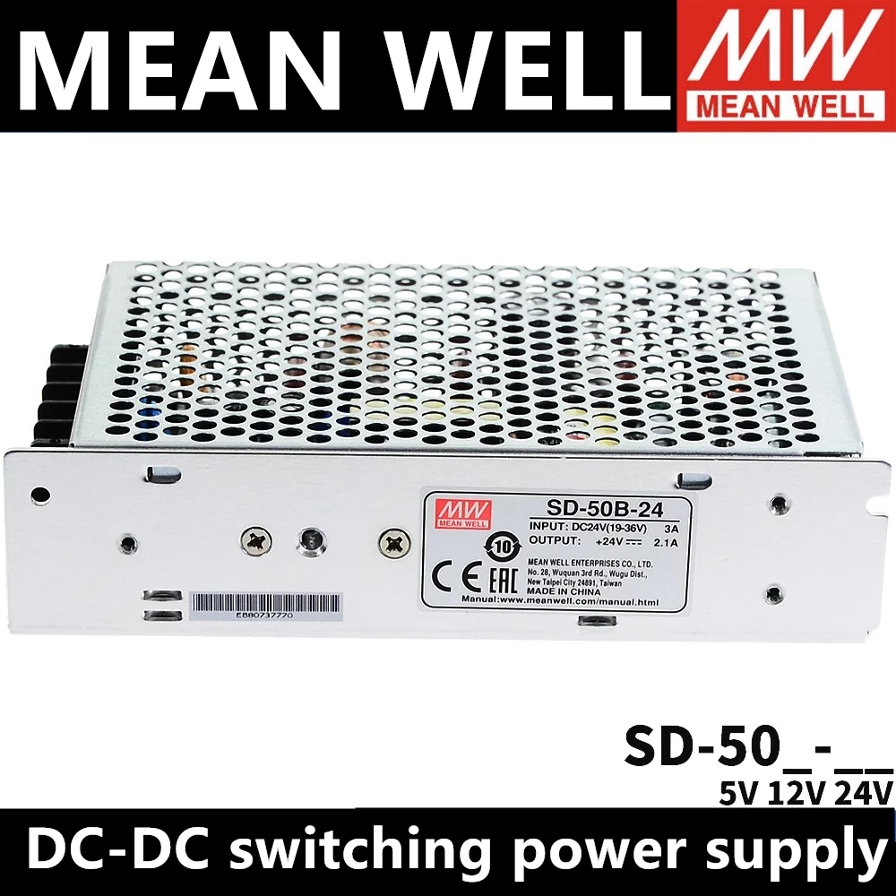 MEAN WELL SD-50A/B/C Series DC5V 12V 24V 50W оригинальная Высокая мощность и эффекция одинарная Выходная фотография конвертер Импульсный источник питания