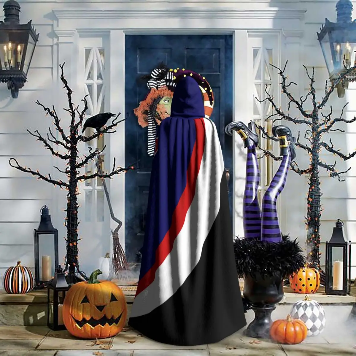 Unisex Witch Party Reversible Hooded Adult Vampires Cape Cloak New Zealand Flag Land Of The Long White Cloud Traditional Blue images - 6