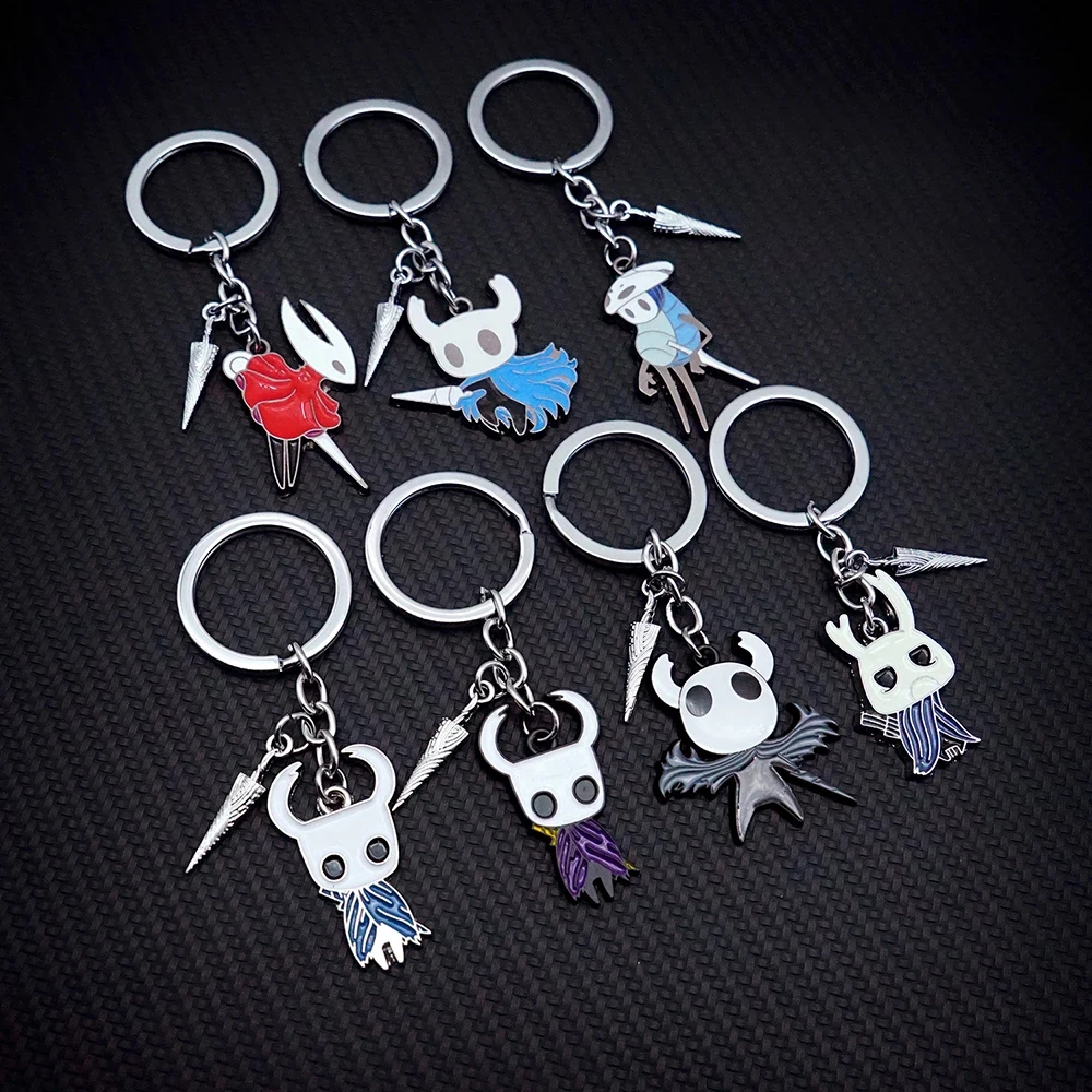 

Hollow Knight Keychain Game Jewelry Set Key Chain Keyring Keychains for Men Women Game Accessories Car Key Ring Pendant llaveros