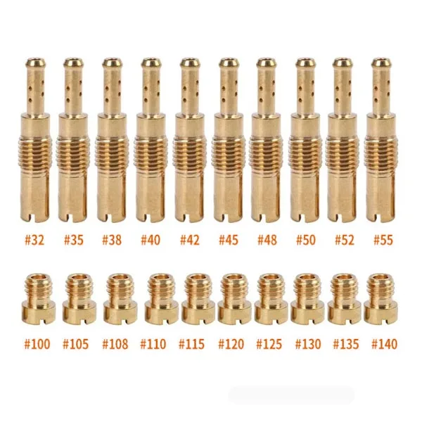 

20 шт./компл. главные форсунки карбюратора, медленный пилотный форсунок для Keihin PWK PWM CVK PE 24 26 28 30 PJ FCR-MX CV, форсунки карбюратора мотоцикла