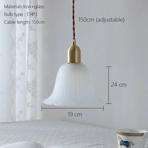 Подвесное освещение с французским стеклом, латунный потолочный светильник для столовой, спальни, кухни, европейская античная латунная лампа для бара, прикроватная лампа