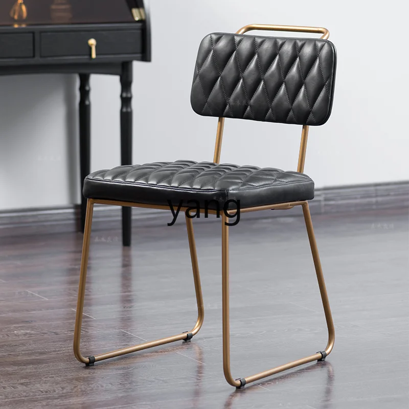 Обеденный стул Yhl Kafuu из натуральной кожи со стразами в клетку верхний слой ретро