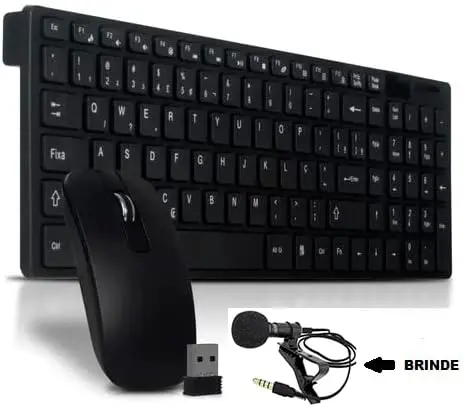 

NEW Kit e Mouse Sem Fio Usb Wireless 2.4ghz Multimídia Abnt2 Pc Notebook Mac Gamer preto teclado mecânico gamer