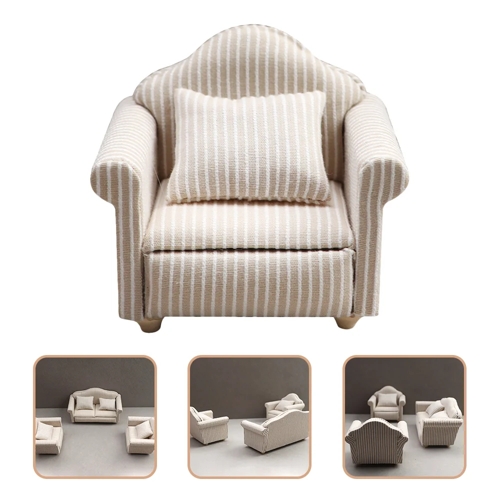 

2 Pcs Miniatures Dollhouse Sofa Couch Ornament Furniture Model Decoration Individual