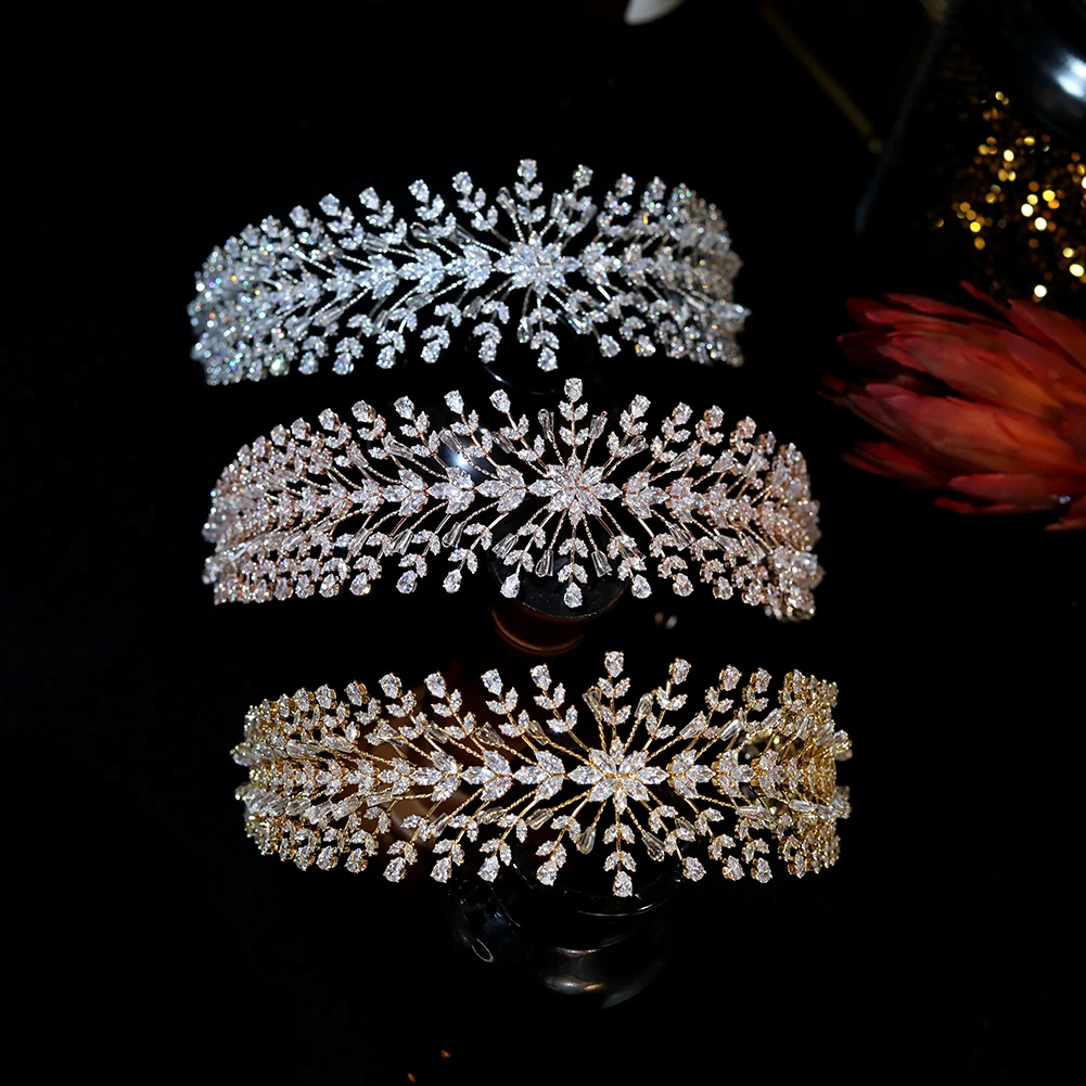 Повязка на голову женская с кристаллами модная свадебная диадема листьями