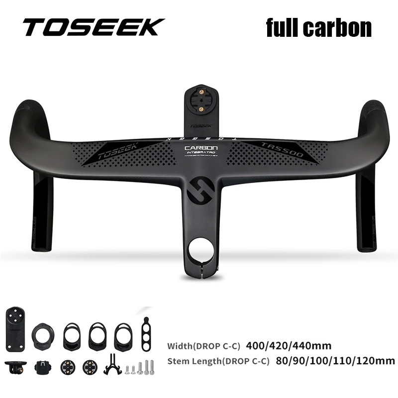 

TOSEEK Carbon Headlebar Integrated Road Bike Handlebar Professional Super Light Carbon Bicycle Handle Bar Carbon Road Bike Part