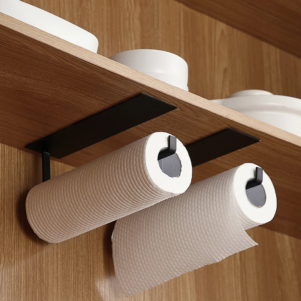 

Кухонный настенный держатель для рулона бумаги без отверстий для ванной и кухни, стеллаж для хранения бумаги, полка для шкафа, аксессуары дл...
