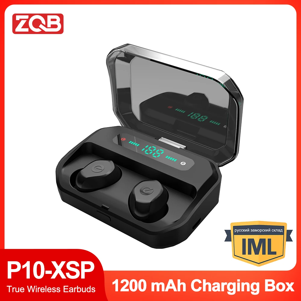 

ZQB P10 True Wireless Earbuds With 1200mAh Chargeing Case Waterproof Sport Earphones Touch Control Headsets Bluetooth Headphones