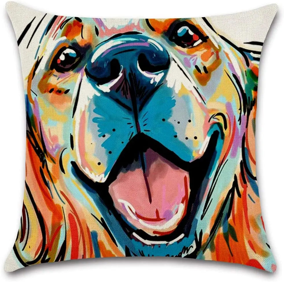 

Наволочки с рисунком собаки, милые Квадратные наволочки с мультяшными животными, домашний декоративный диван, детская комната, собака