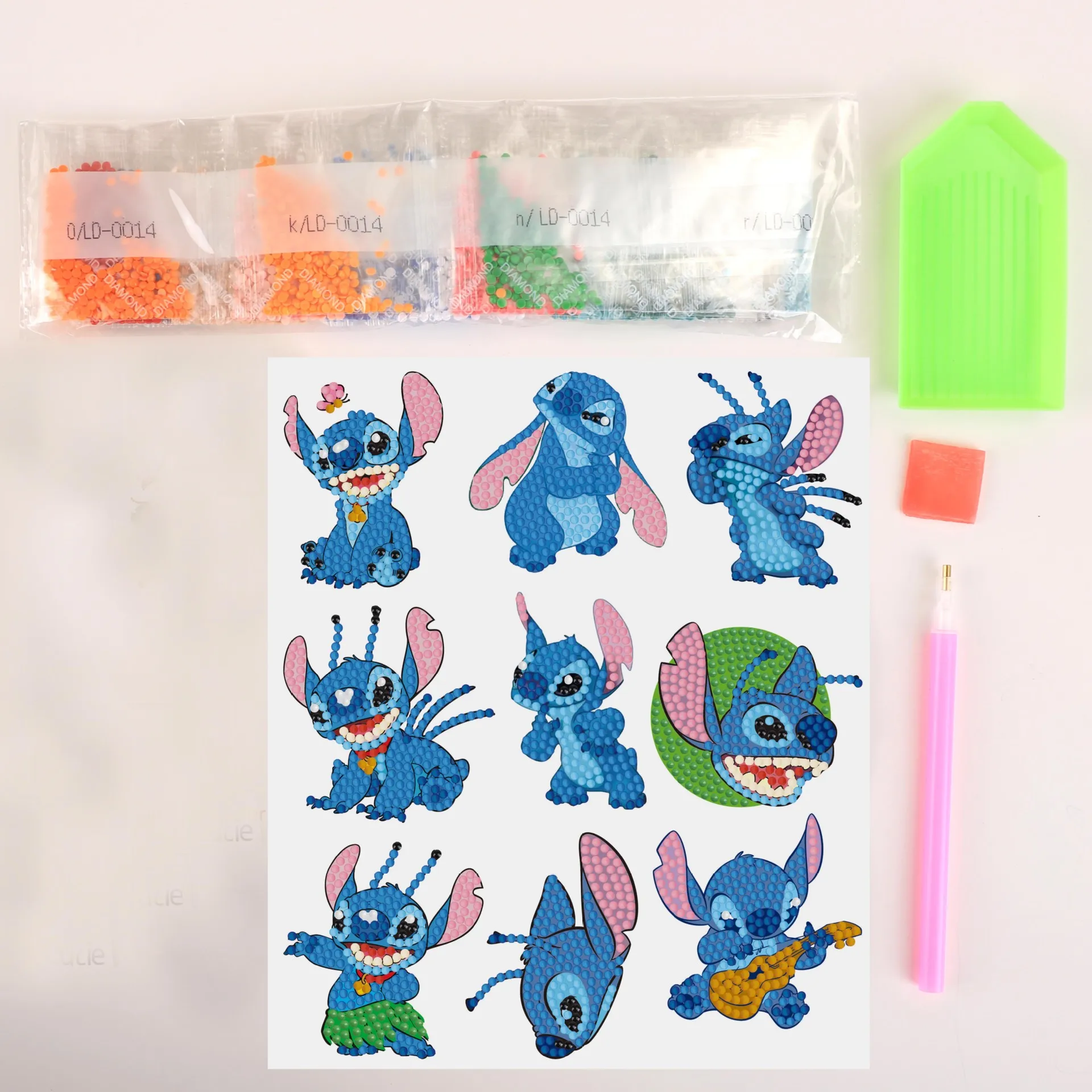 Фото Набор наклеек для алмазной вышивки 5D Stitch, 9 шт., милые стикеры Lilo&Stitch для мозаики своими руками, для детей, начинающих, подарок для рукоделия №3