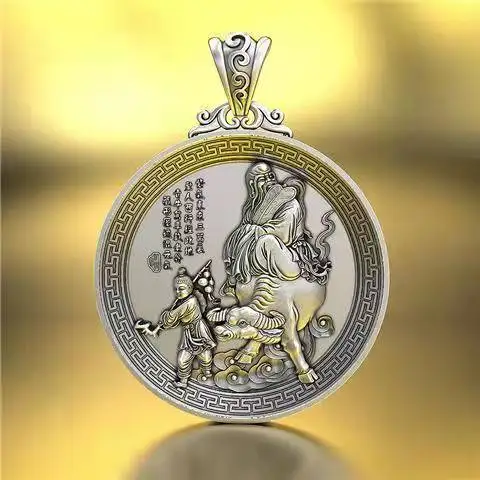 

Подвеска Laozi мужская из тайского серебра, украшение в ретро-стиле с изображением выхода из горы, тайский стиль, Taoist, индивидуальная бижутери...