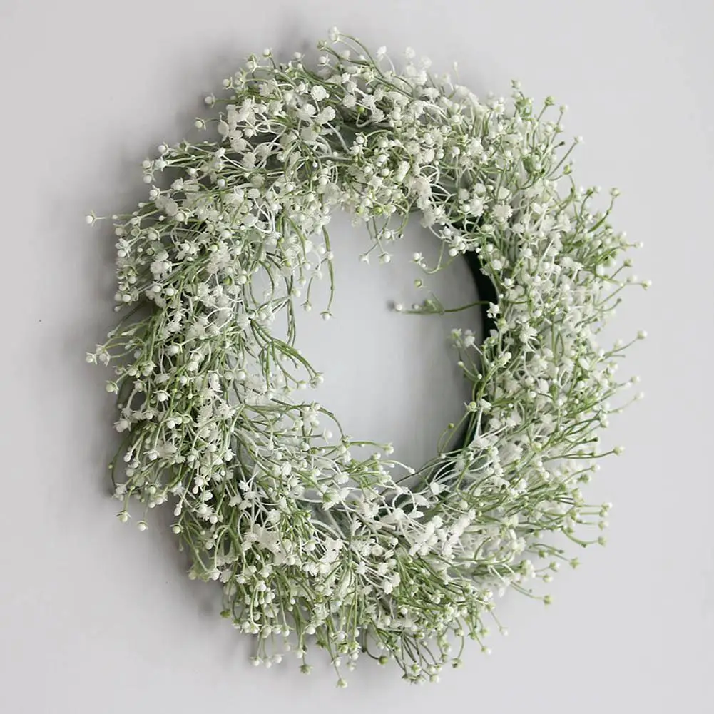

Artificial Babysbreath Wreath Garland For Wedding Decoration Home Party DIY Wall Hanging Front Door Decoration 40cm S3N7