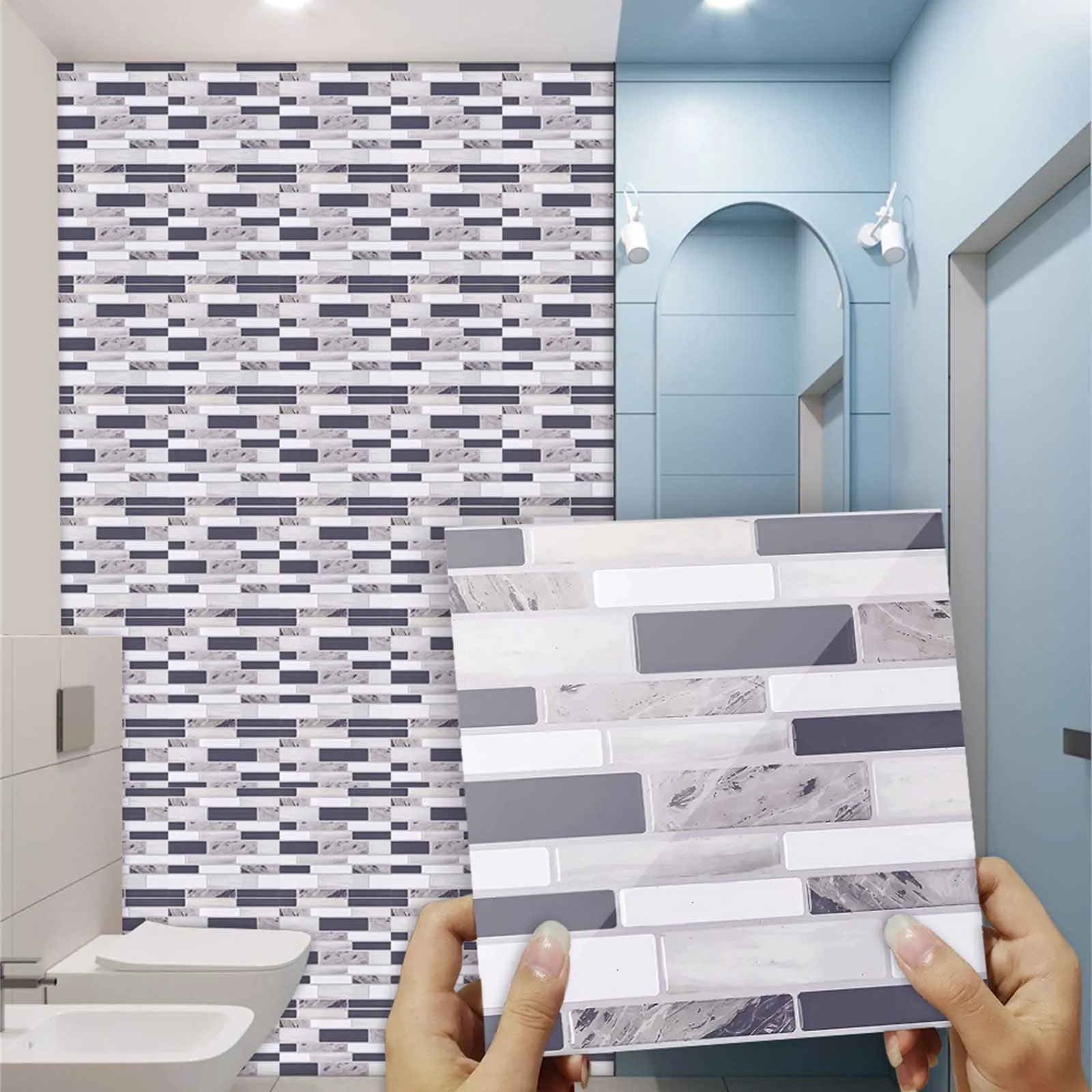 

10x10cm Tile stickers floor tiles stickers waterproof for kitchen pvc self-adhesive Bathroom decoration waistline wall stickers