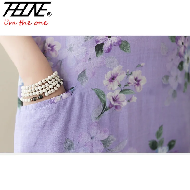 Женское платье-макси с цветочным принтом Свободный Повседневный пуловер из