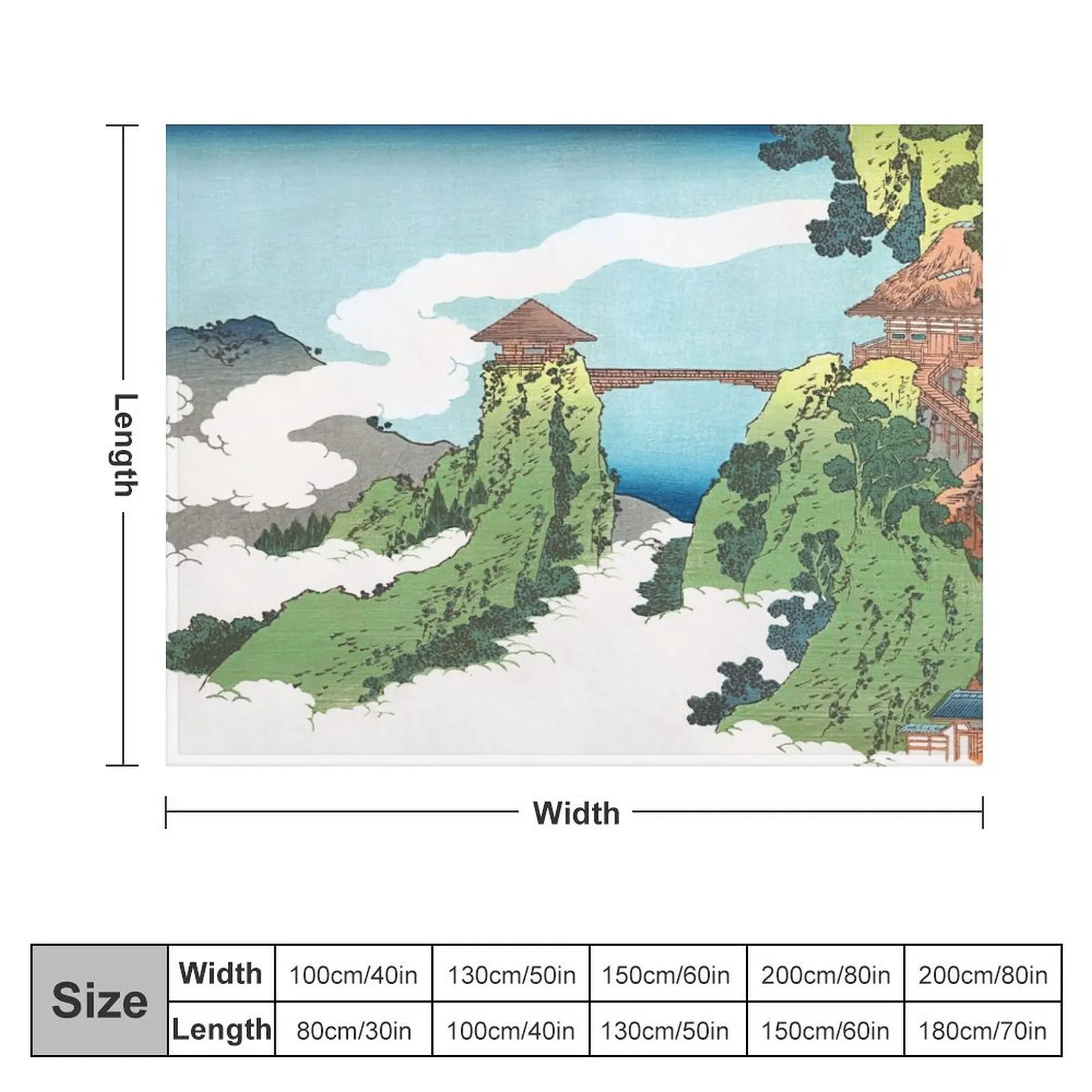 Подвесной облачный мост на горе Gyodo возле Ashikaga от Katsushika Hokusai покрывало для кровати