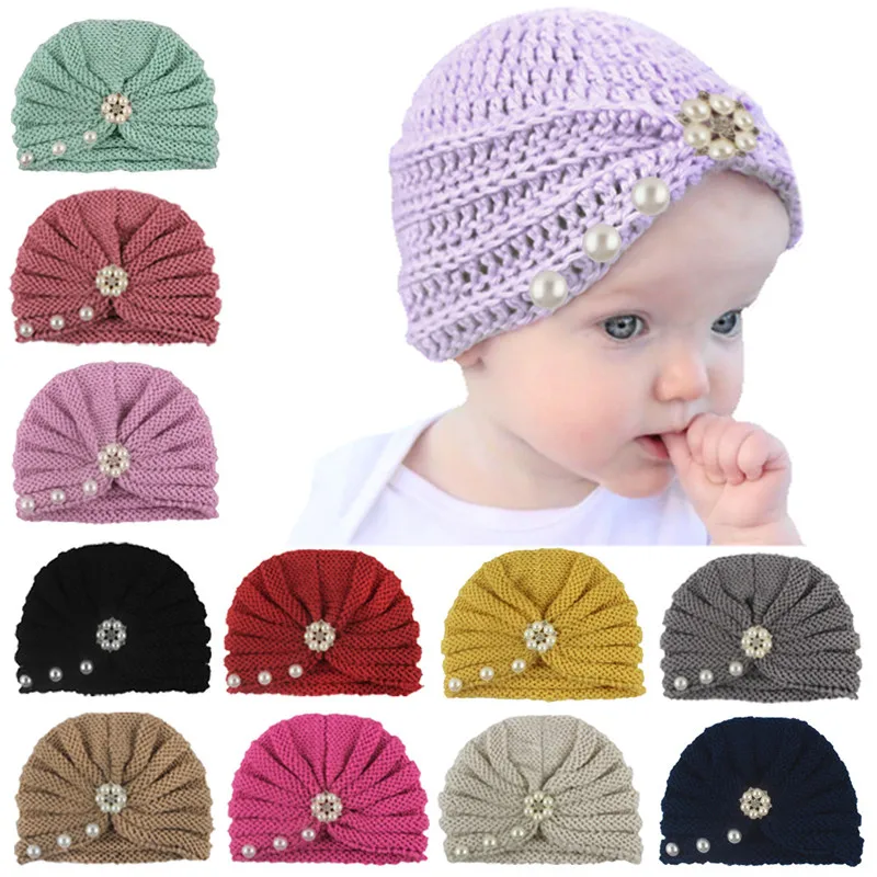 

Knitted Winter Baby Hat Girls Candy Color Bonnet Enfant Baby Beanie Turban Hats Newborn Baby Cap