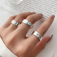 3pc simple silver color rings set for women personality heart crown butterfly ring fashion jewelry set for women party gifts
