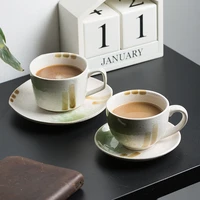 hand painted ceramic retro tumbler water glass cup coffee cups dish set milk mug saucer korean afternoon tea mugs shot glasses