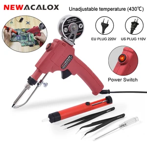 Автоматическая отправка оловянного пистолета NEWACALOX 110 В220 В 60 Вт Электрический паяльник сварочный инструмент с оловянной проволокой демонтажный насос пинцет