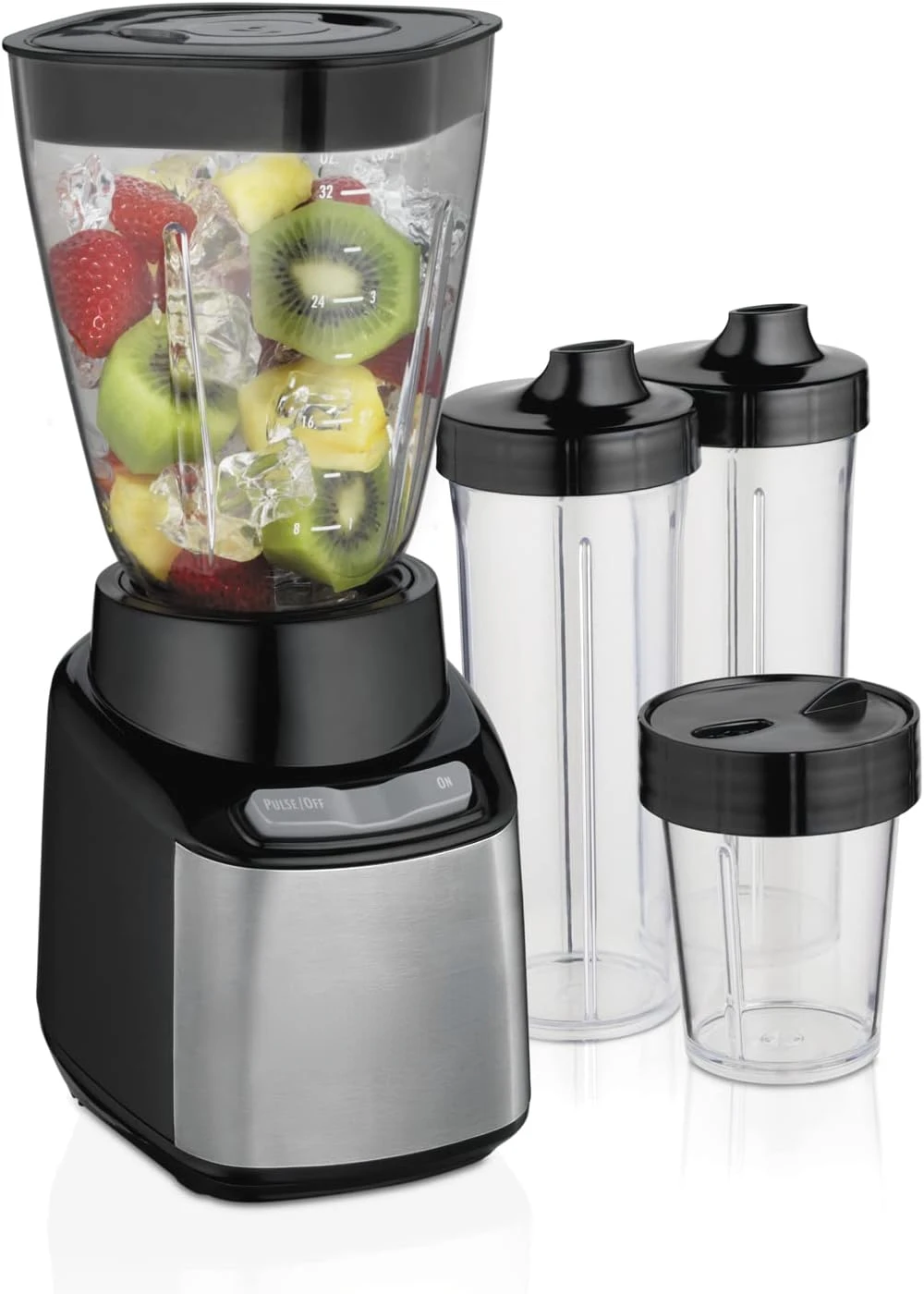 

or Go Blender with 32oz Jar, 8oz Grinder for Nuts & Spices, and 2 Portable Cups with Drinking Lids for Shakes and Smoothies,