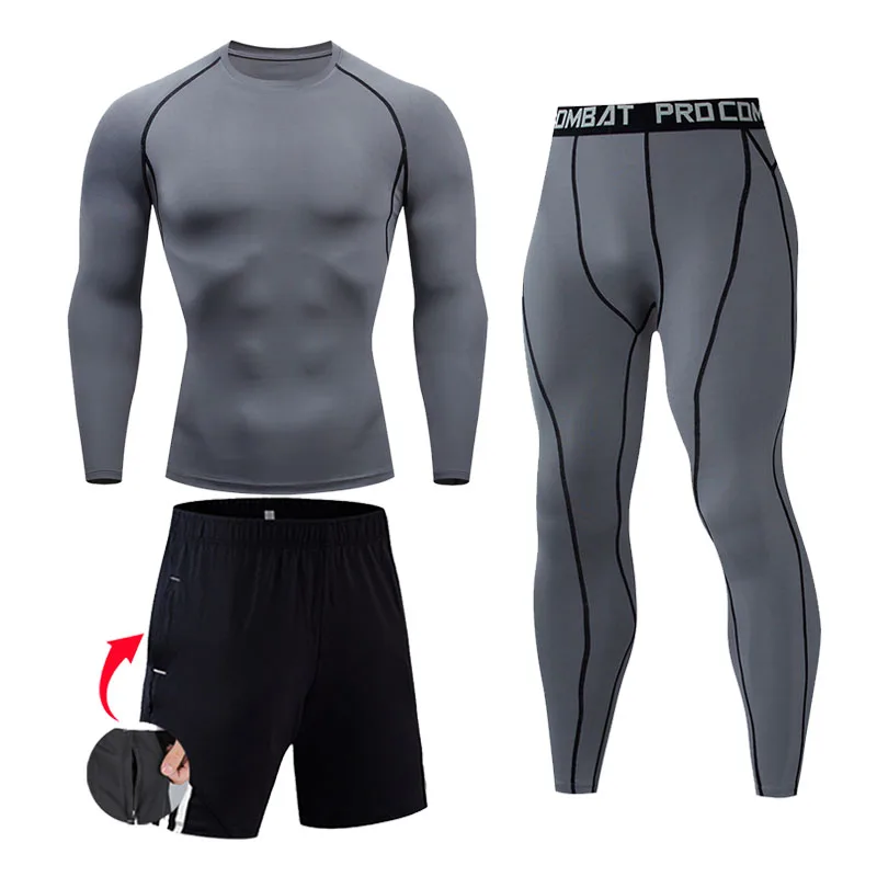 Running Tights Men's Sports Suit Quick Dry Gym Clothing Jogging Skin Care Kits Summer Gyms Workout Tights Training Suits Set