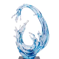 luxury art home decor handcraft clear polyresin abstract resin sculpture