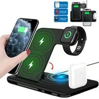 15w qi fast wireless charger stand for iphone 11 12 x 8 watch 4 in 1 foldable charging dock station for airpods pro iwatch
