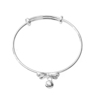 sweet cute bowkont bell bangle for women silver color adjustable princess bangles jewelry bracelet for girl bff festive gifts