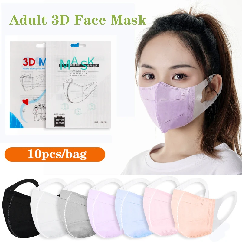 

2022 New Year Colorful 3D Disposable Adult Virus Face Mouth Mask Protective 3-layer Melt Blown Anti-dust Breathable Mascarillas