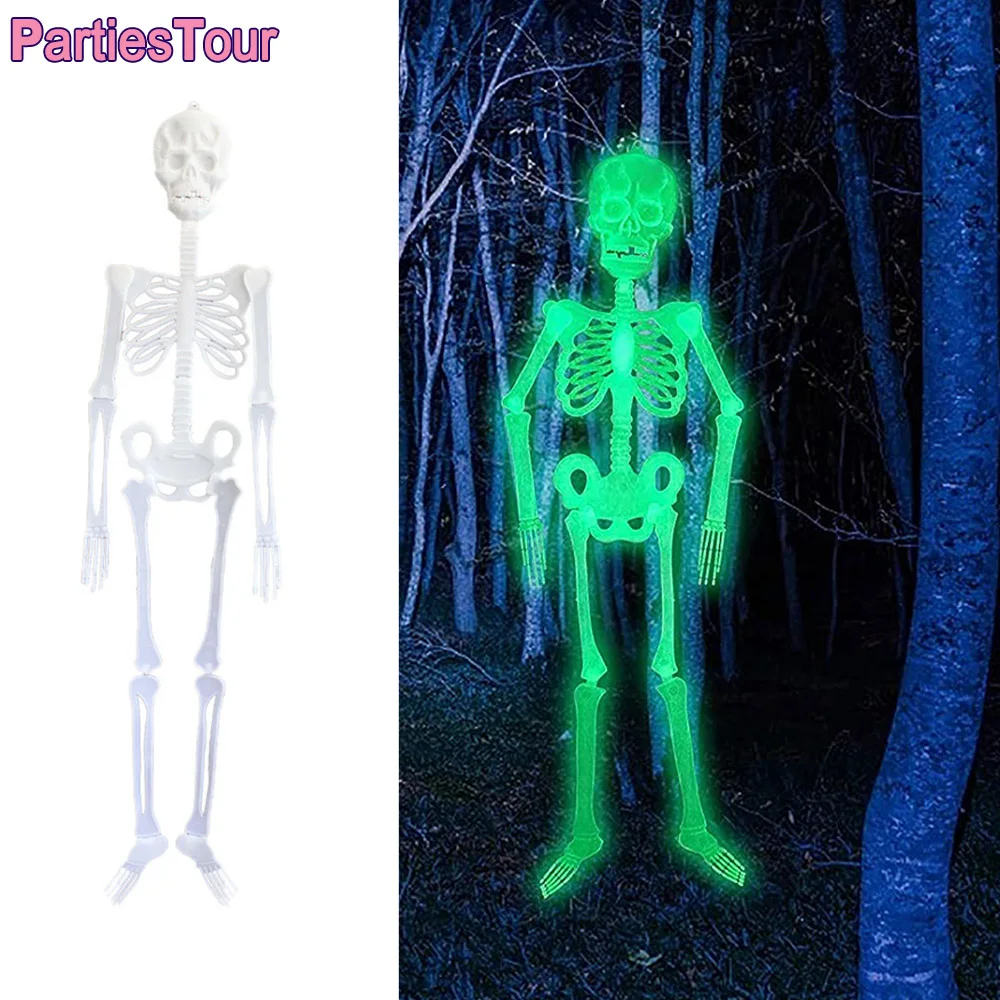 

Halloween Horror Luminous Large Skeleton Movable Scary Skull Glow In The Dark Hanging Ornaments Halloween Party Props Decortions