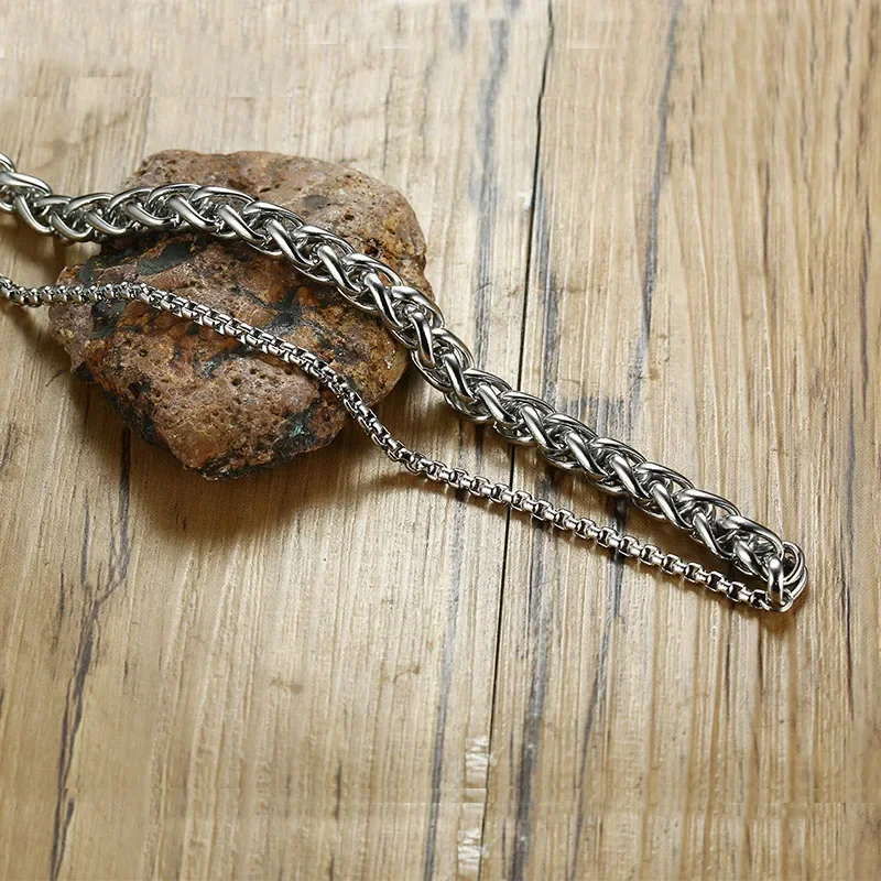 Двухслойные браслеты-цепочки мужские браслеты-подвески из нержавеющей стали