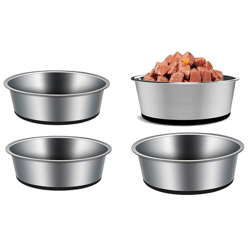 

Dog Bowls With Silicone Base, Non-Slip Dog Food And Water Bowls, Stackable Food Bowl For Cats, (2 Pack, Black)