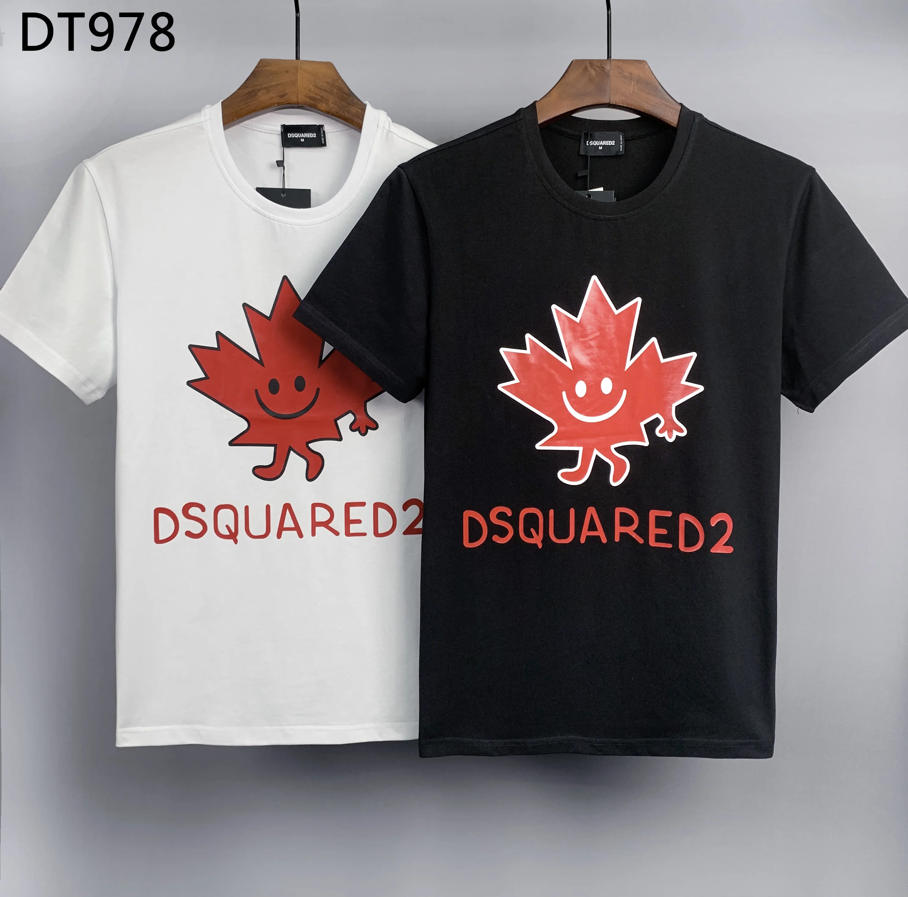 

Italy Dsquared2 Brand Mens T-Shirt Mens Women Summer Casual Loose DSQ Letter Maple Leaf Print Short Sleeve T-shirt Streetwear