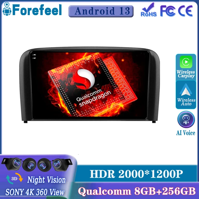 

Android 13 Qualcomm For Volvo S80 1998 - 2006 Multimedia Car GPS Player Navigation Touch Screen Stereo Radio Electronics Vehicl