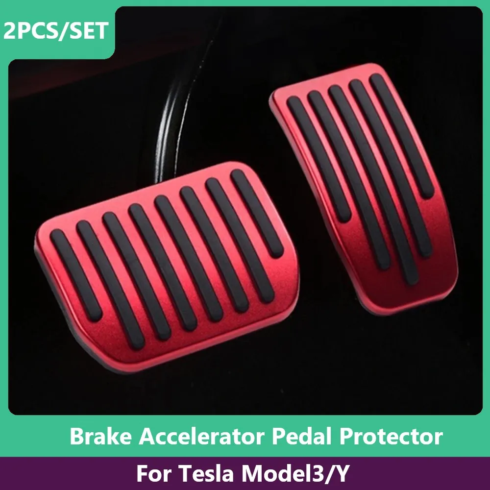 For Tesla Model 3 Model Y 2022 Aluminium Alloy Brake Accelerator Pedal Cover for Model3Y Modification Protector Foot Pads Cover