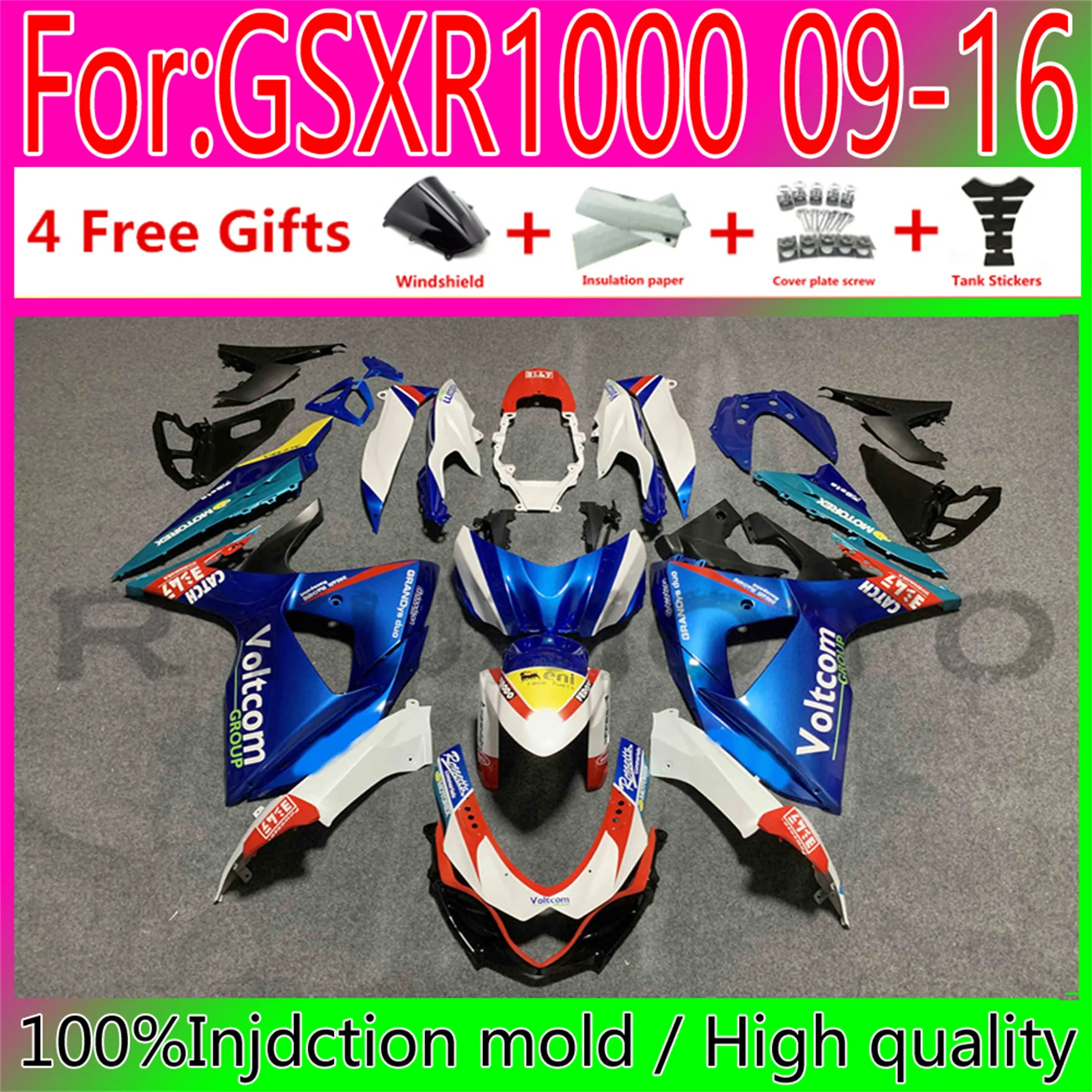 

New Motorcycles Fairings kit Fit For Suzuki GSXR1000 K9 2009 2016 GSXR-1000 09 10 11 12 13 14 15 16 bodywork fairing bule white