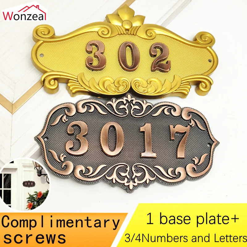 

Bronze House Number Door Plate ABS Plastic Door Number Stickers Plate Custom Sign Hotel Apartment Villa Door Number Sticker