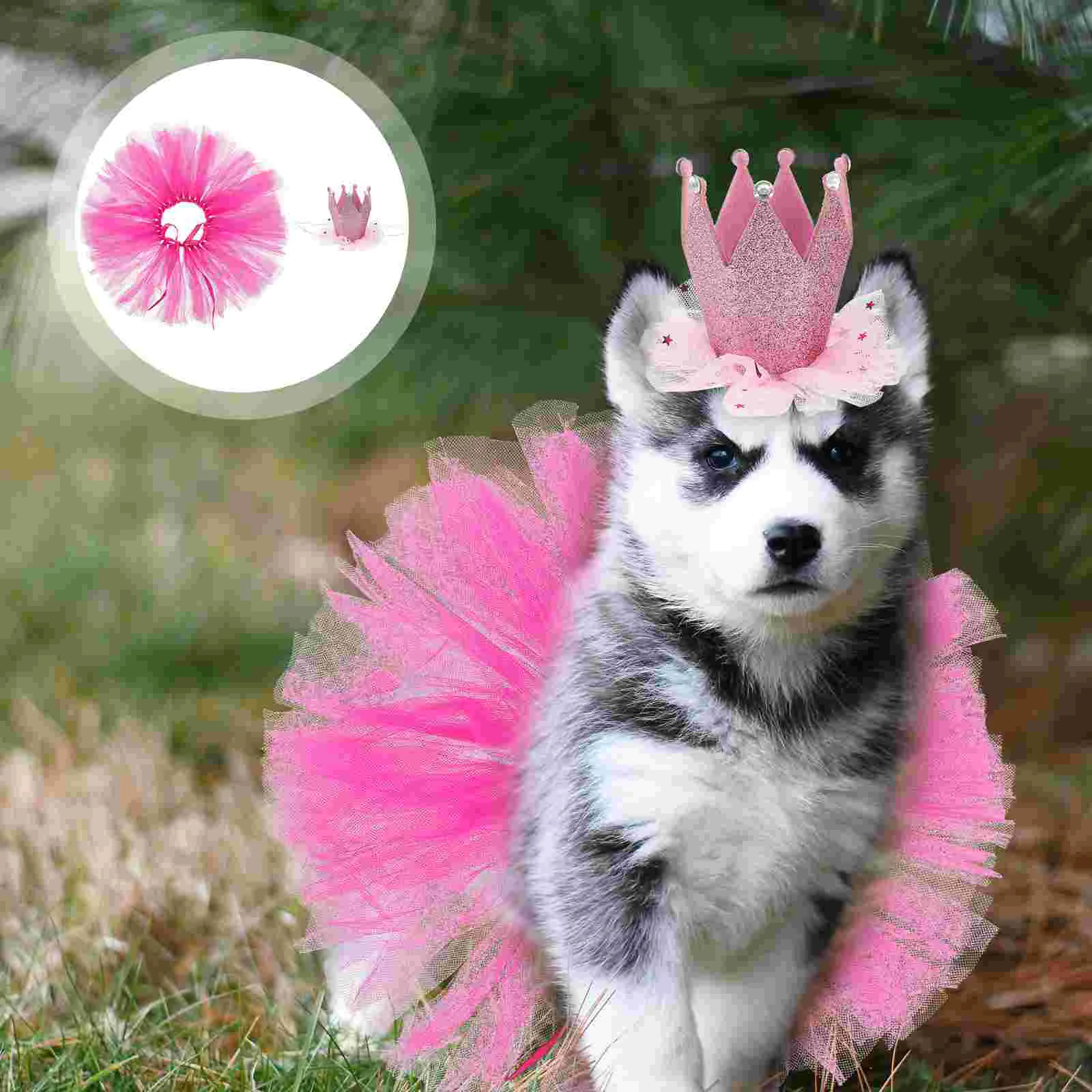 

Christmas Dress Dog Party Clothes Puppy Skirt European American 50x15cm Pet Supplies Red Mesh Tie