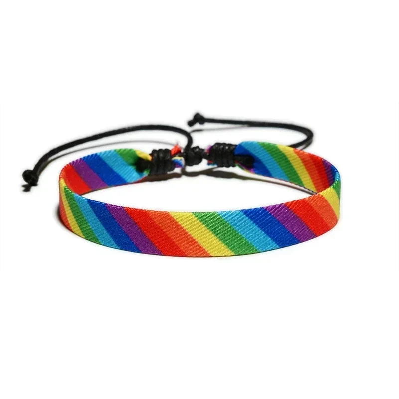 New Ins Woven Rainbow Bracelets LGBT Lesbians Gays Bisexuals Plecione bransoletki dla kobiet Mężczyźni Para Biżuteria Prezent Regulowany