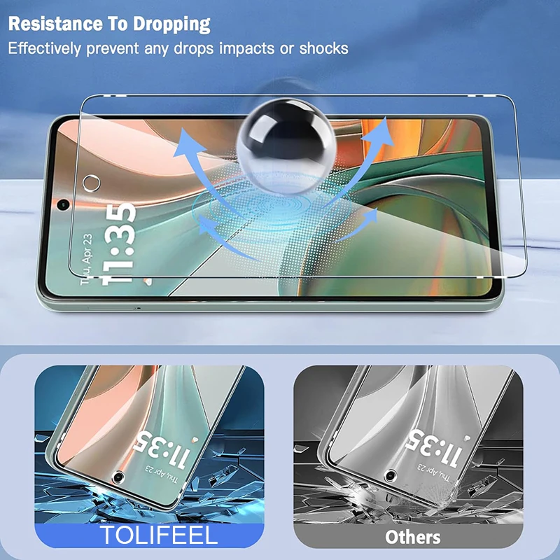 Фото 3 шт. закаленное стекло для Motorola Moto G15 Power G35 G45 G55 G75, защитная пленка для экрана, стеклянная пленка, прочная пленка для дисплея, 10 часов, прозрачная №4