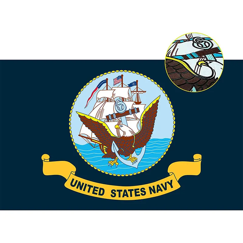 

Navy Flag 3x5 ft Embroidered flag Heavy Duty & Double-Sided Military Banner UV Protected Long Lasting Nylon Brass Grommets