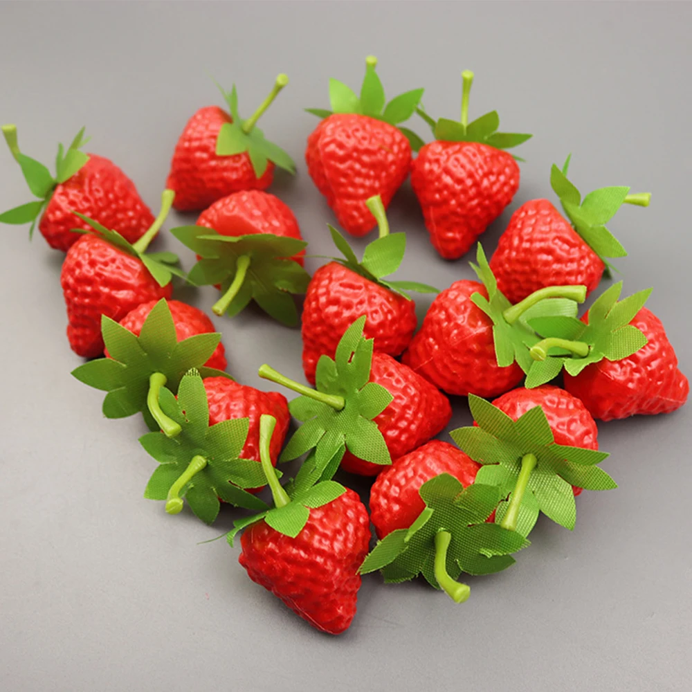 

6/10/20Pcs Artificial Strawberry Artificial Fruits Kindergarten DIY Plastic Fake Fruit for Christmas Home Wedding Decoration
