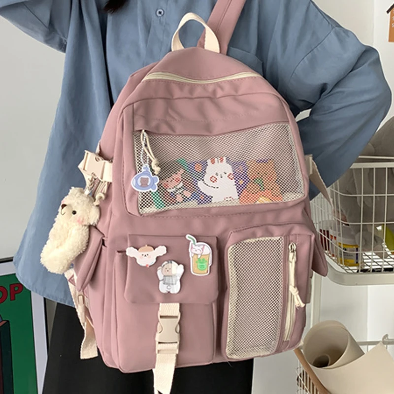 

New Kawaii Nylon Women Backpack Fashion Waterproof Rucksack For Teenagers Girls School Bag Cute Student Bookbag Travel Mochila