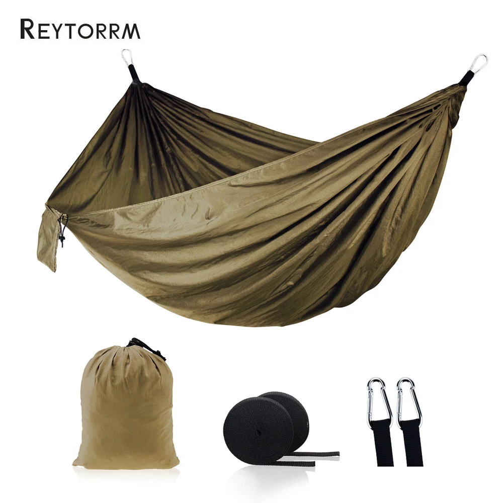 

Professional Camping Hammock 260*140cm Double Portable Nylon Safety Parachute Hammock With 2 Tree Straps Travel Adventure Kit