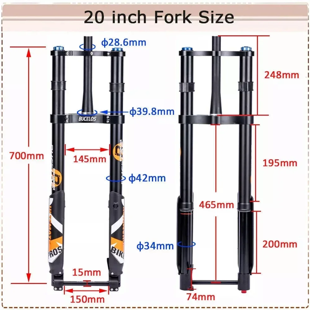 Вилка для электровелосипеда BUCKLOS 20*5 0 электрическая Велосипедная вилка 15*150 мм