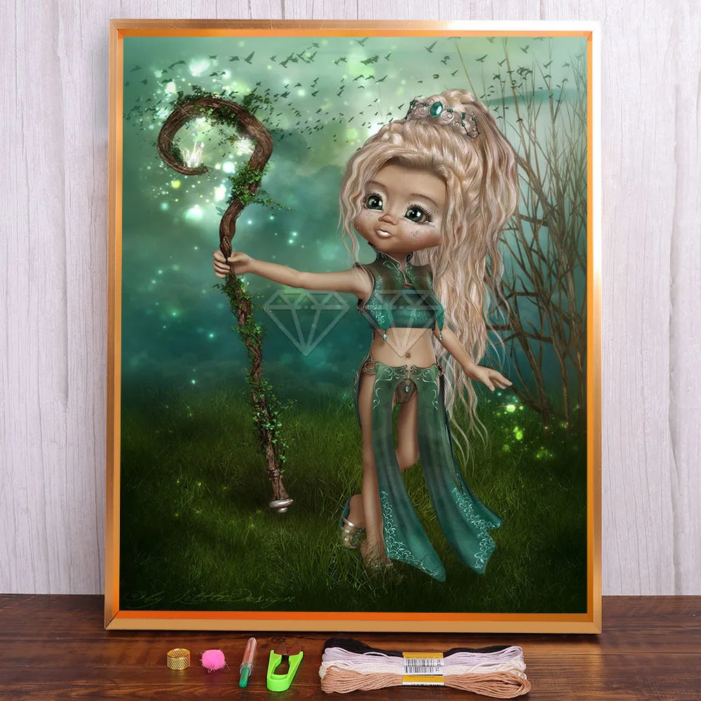 

Cartoon Joker Girl Boy Baby Ghost Printed Water-Soluble Canvas 11CT Cross-Stitch Kit DIY Embroidery DMC Threads Magic