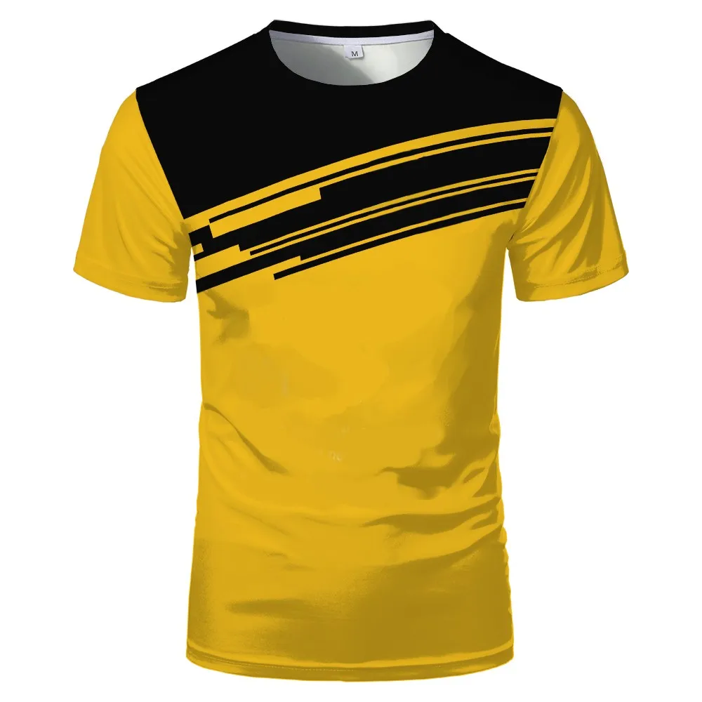 

2022 Summer New Stitching 3D Digital Printing Men's Street Style Sports Sasual Quick-Drying Round Neck Short-Sleeved T-Shirt
