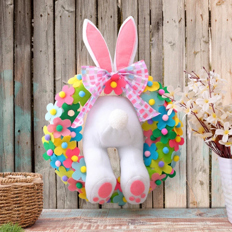 

Easter Wreath Door Hanging Decoration Bunny Butt Garland Plaque Decor Festival Party Ornament Cartoon Carfts Holiday DIY Decor